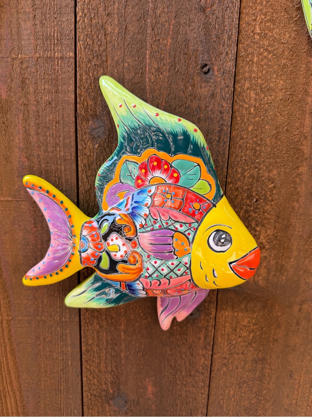 Hand-Painted Colorful Talavera  Fish Wall Decor - Multicolor
